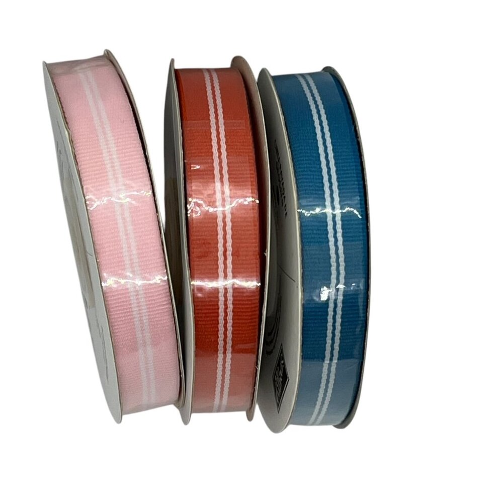 Striped Grosgrain Ribbon 5/8" Wide 15 Yards In Color Retired By Stampin Up!
